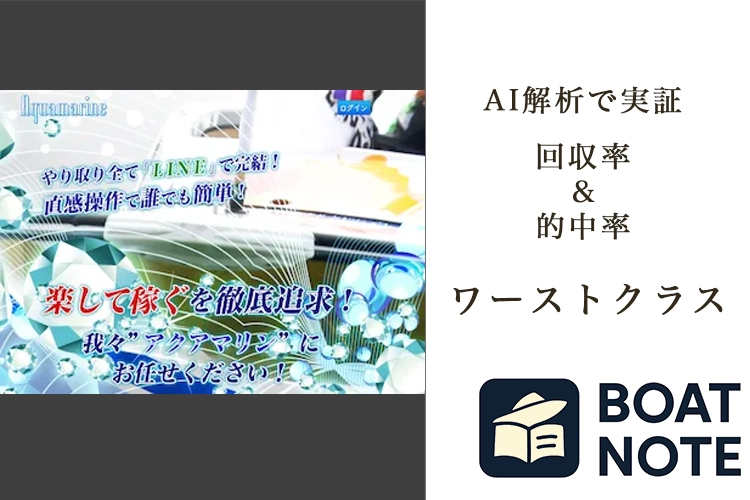 【競艇予想サイト分析と評価】アクアマリン（BOAT AQUAMARINE）（boat-aquamarine.com）【BOAT NOTE】ワーストクラス