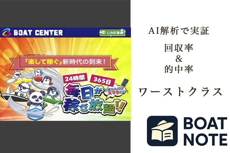 【競艇予想サイト分析と評価】ボートセンター（CENTER BOAT）（center-boat.com）【BOAT NOTE】ワーストクラス