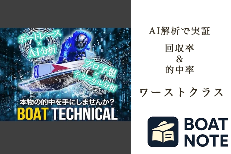 【競艇予想サイト分析と評価】BOAT TECHNICAL（ボートテクニカル）（tcl-boat.com）【BOAT NOTE】ワーストクラス